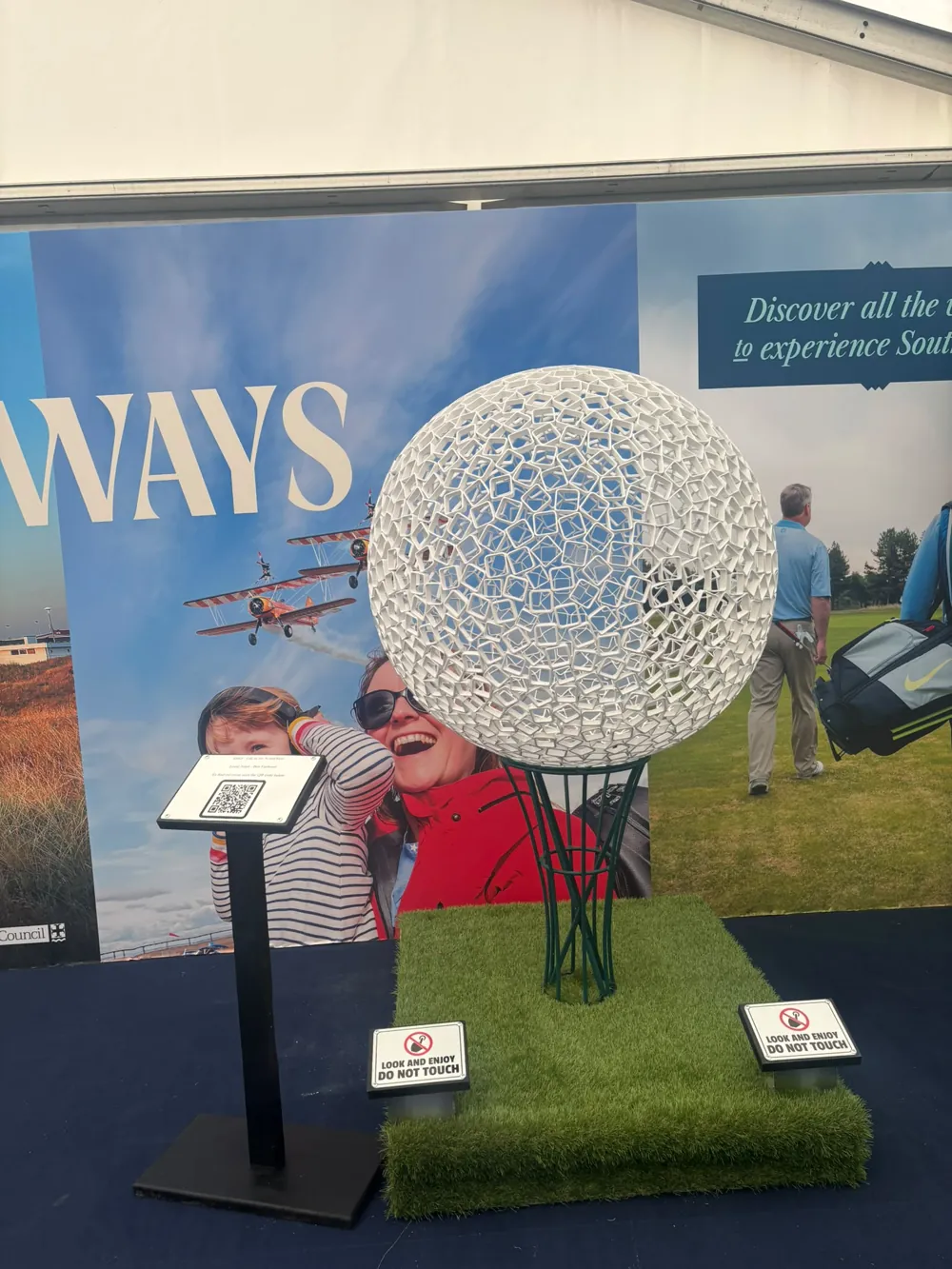 The sculpture on display at The Open, Spectator Village One.